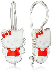 Серьги детские серебряные "Hello Kitty" с эмалью 2025234/9 Ювелир Карат