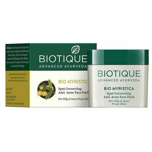 Biotique Маска против акне Био Мускатный орех Bio Myristica Spot Correcting Anti-acne Face Pack, 20 г