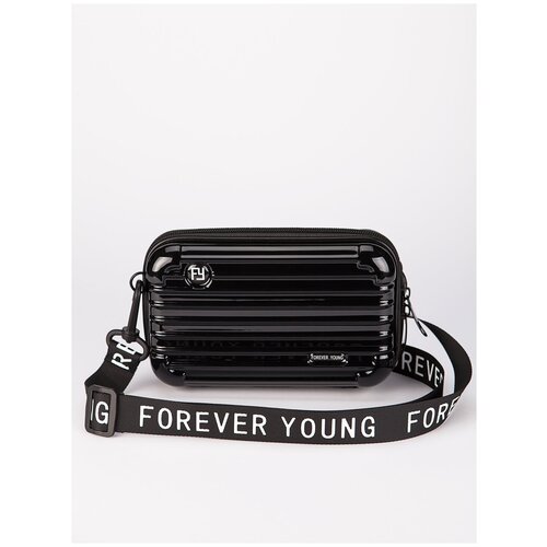 фото Сумка мессенджер forever young, фактура гладкая, лаковая, черный