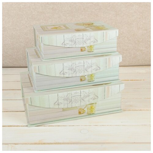 фото Набор коробок 3 в 1 прямоугольные 30,3*21,3*9,5/27,2*19,5*8,5/24,2*17,5*7,5 см 2854478 сима-ленд