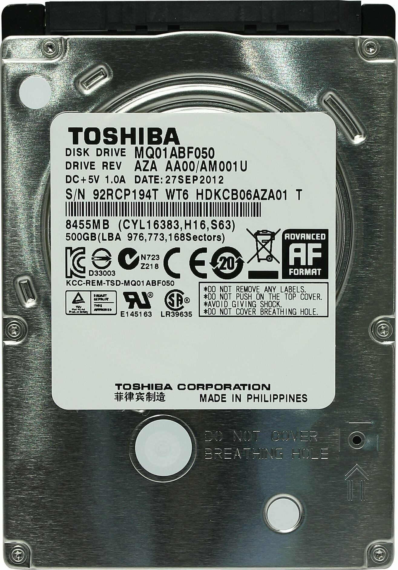 Жесткий диск Toshiba 500 ГБ MQ01ABF050