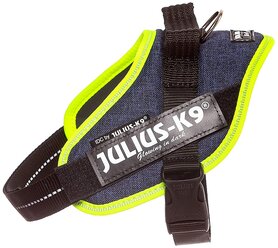 Шлейка JULIUS-K9 IDC Powerharness 0 джинс-зеленый неон