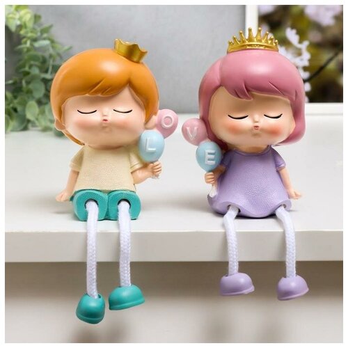 фото Сувенир полистоун "малыши в короне с длинными ножками" набор 2 шт 16х7,3х6 см нет бренда