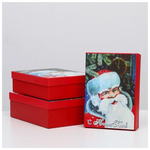 фото Набор коробок 3 в 1 "дед мороз", 21*29*9 - 18 *26*6 см 5115111 сима-ленд