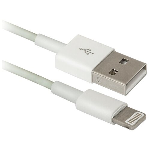 Кабель Defender USB - Apple Lightning (ACH01-03H), 1 м, белый