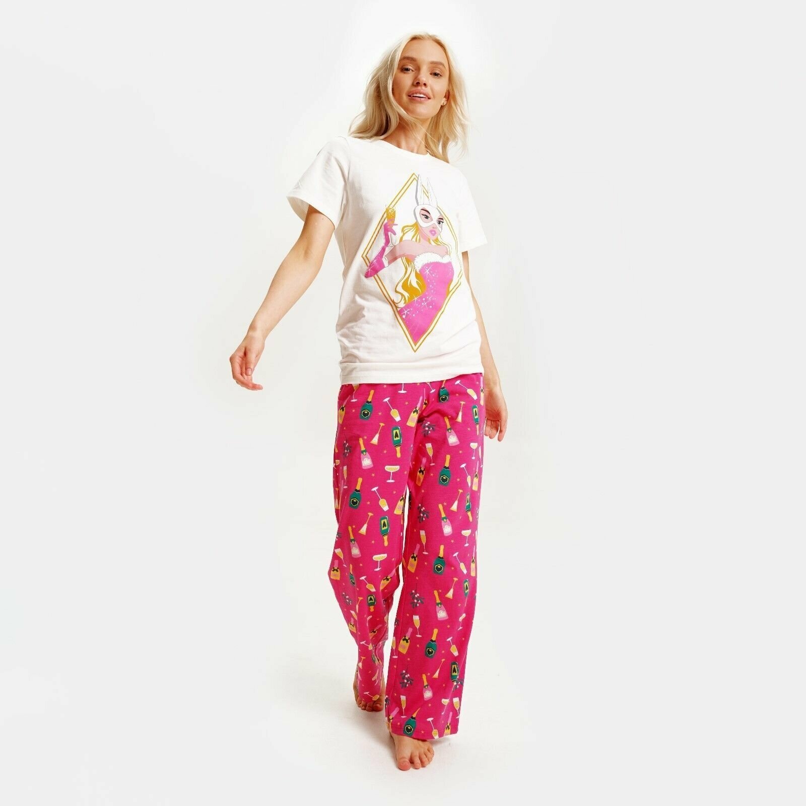 Пижама Kaftan, брюки, футболка, короткий рукав, карманы, размер 48, мультиколор - фотография № 1