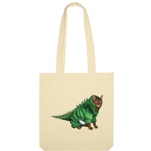 Сумка шоппер Us Basic, бежевый мужская футболка бенгальский кот динозавр 2xl белый
