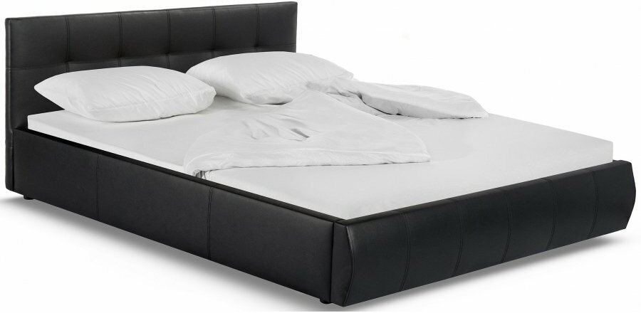 Двуспальная кровать Woodville Афродита 160х200 с ПМ экокожа черная