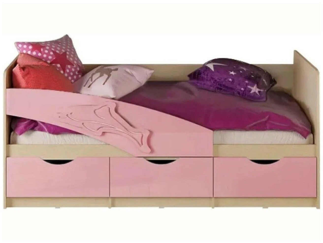 Детская кровать Дельфин 80х180 (Розовый металлик, Крафт белый)