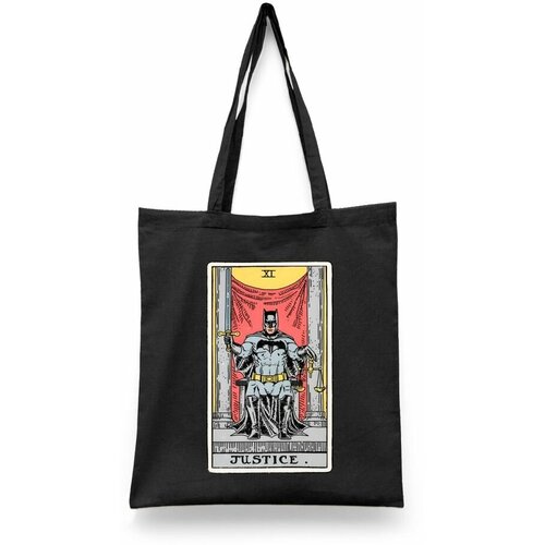 фото Сумка-шоппер унисекс каждому своё "таро/batman/justice" черная