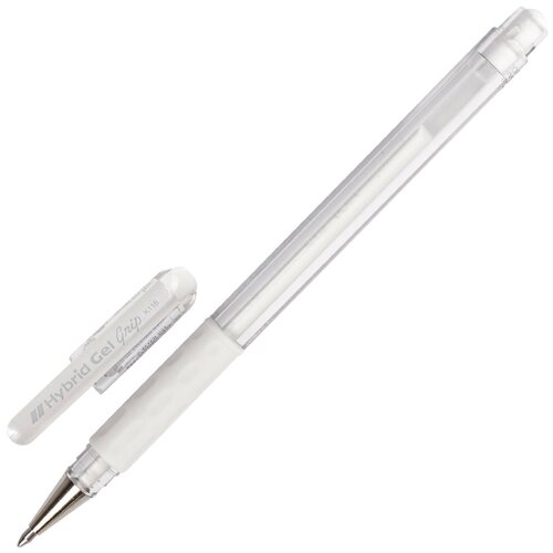 Ручка гелевая Pentel Hybrid gel Grip K118-LW, белая, 0,4мм ручка гелевая одноразовая pentel hybrid gel grip белая толщина линии 0 4 мм