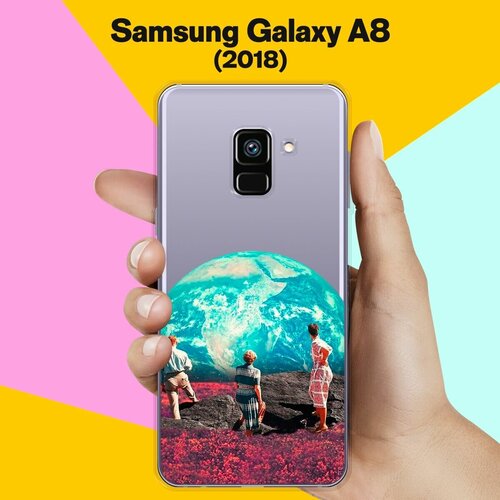 Силиконовый чехол на Samsung Galaxy A8 (2018) Вид на Землю / для Самсунг Галакси А8 2018 противоударный силиконовый чехол желтая роза на samsung galaxy a8 2018 самсунг галакси а8 2018