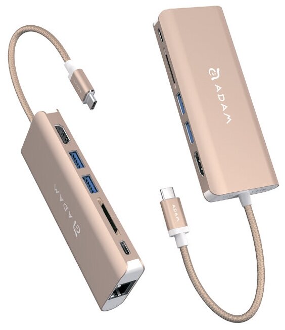 Адаптер Adam Elements CASA Hub (A01SL) USB-C - 2 USB 3.1, HDMI, SD Card, Ethernet серебристый