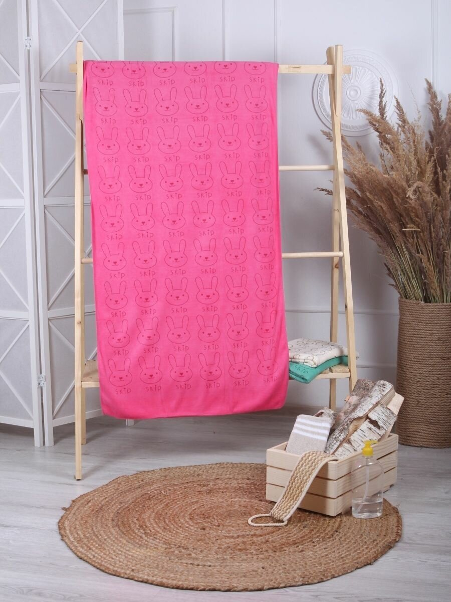 Полотенце из микрофибры банное 70x140 см розовый - фотография № 1