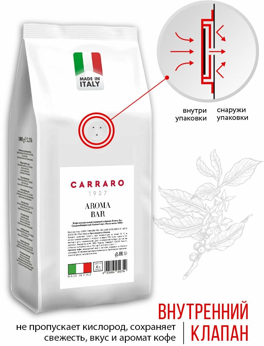 Кофе в зернах Carraro Aroma Bar 1 кг