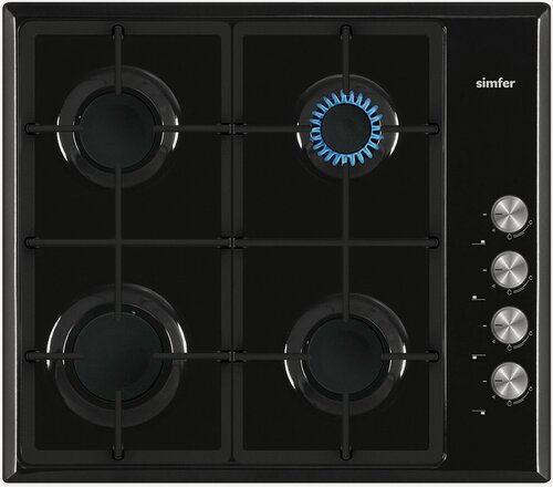 Изображение товара Газовая варочная панель Simfer H60Q40B416 59 см, 4 конфорки электроподжиг, черный