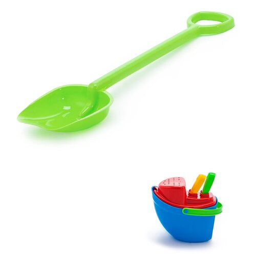 фото Детский игровой набор для песочницы: песочный набор "пароходик" + лопатка 50 см зеленая karolina toys
