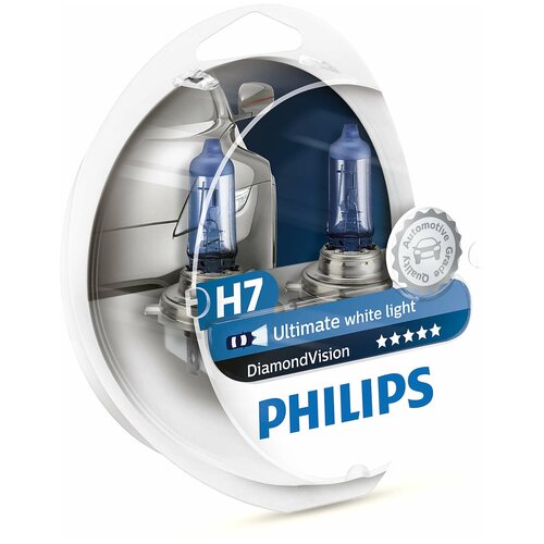 Лампа автомобильная галогенная Philips Diamond Vision 12972DVS2 H7 55W 2 шт.