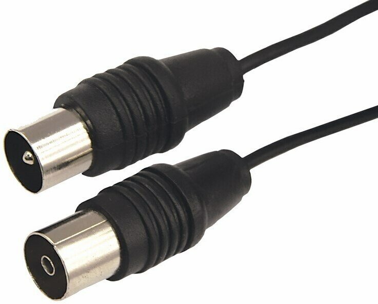 ВЧ кабель (ТВ гнездо - ТВ штекер) 3 м для передачи аналоговых аудио- и видеосигнала, цвет: Черный