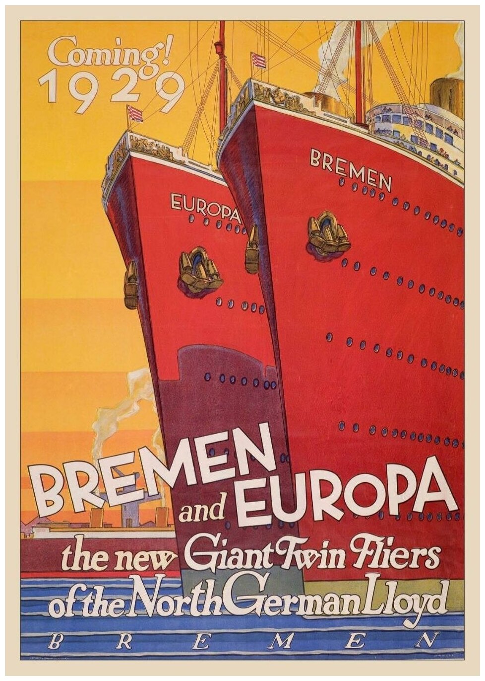 Постер / Плакат / Картина Корабли - Золотой век путешествий Bremen and Europa 60х90 см в подарочном тубусе