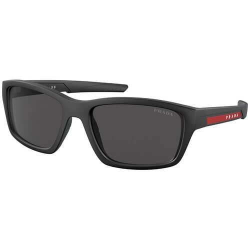 Солнцезащитные очки Prada, прямоугольные, оправа: пластик, спортивные, с защитой от УФ, для мужчин, черный