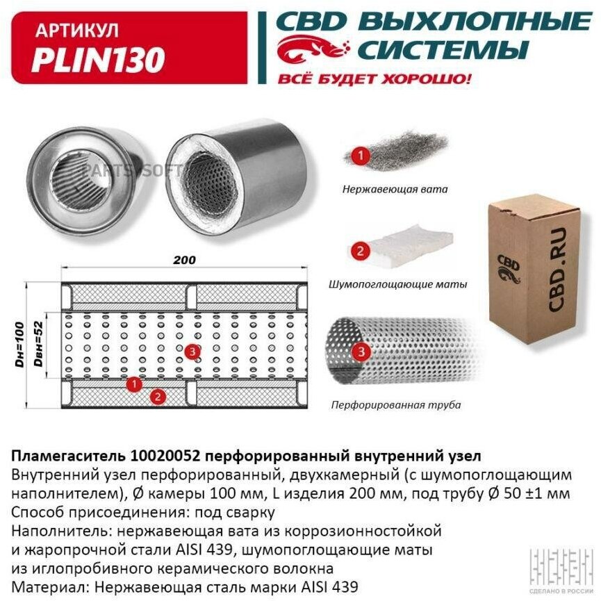 Пламегаситель CBD 10020052 перфорированный внутренний узел PLIN130