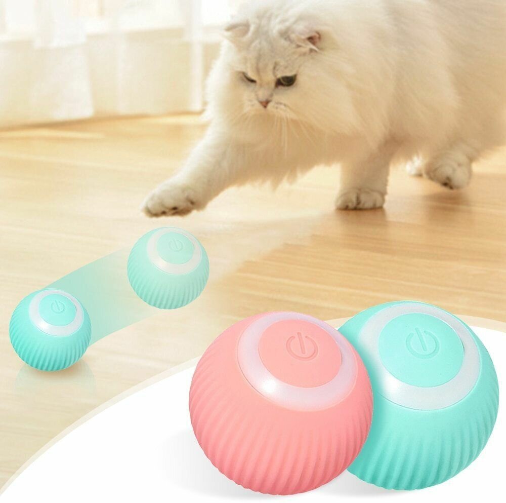Интерактивный мяч-игрушка, шар для кошек, вращающийся шар-дразнилка, мяч для кошек, розовый