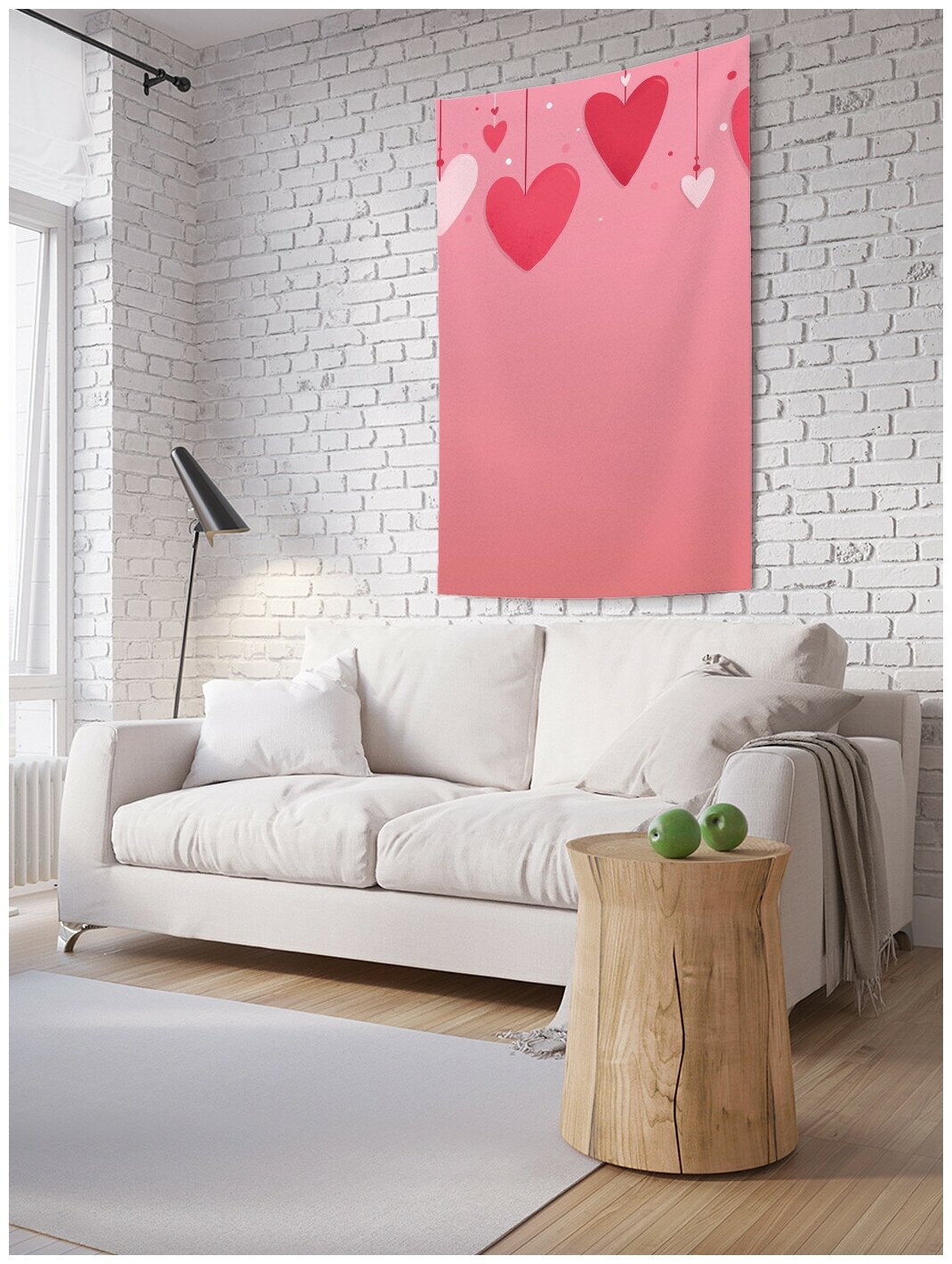 Вертикальное фотопанно на стену JoyArty "Украшение из сердец", из ткани, 100х150 см