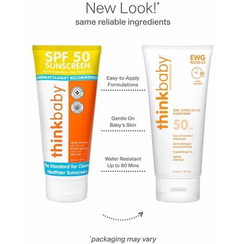 Thinkbaby, Солнцезащитный крем, фактор защиты SPF 50+, 177мл