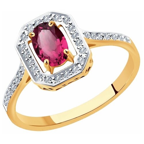 Кольцо SOKOLOV Diamonds из золота с бриллиантами и рубином 4010638, размер 16