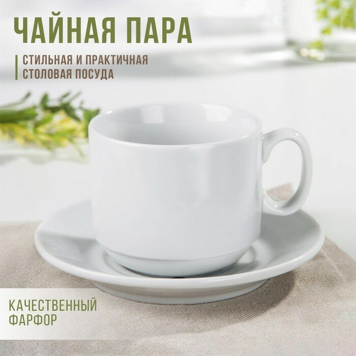 Добрушский фарфоровый завод Чайная пара фарфоровая «Экспресс», чашка 220 мл, блюдце d=14 см