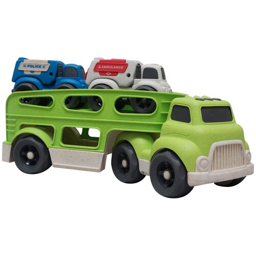 фото Набор инерционных машин автовоз и две небольшие машинки, зеленый jia yu toys
