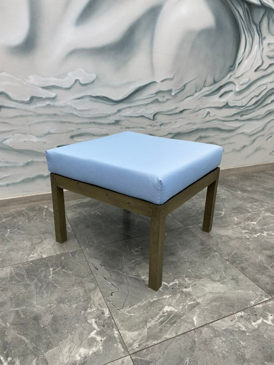 Комплект садовой мебели (диван, кресло, стол, пуфик), цвет: голубой 2.0 - фотография № 12