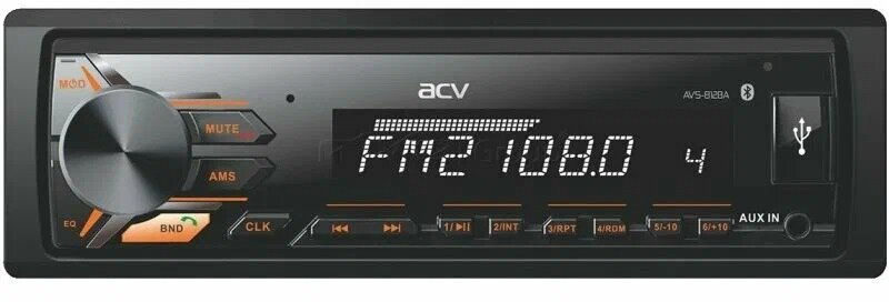 Автомагнитола ACV AVS-812BA 1din/янтарная/Bluetooth/USB/AUX/SD/FM/4*50