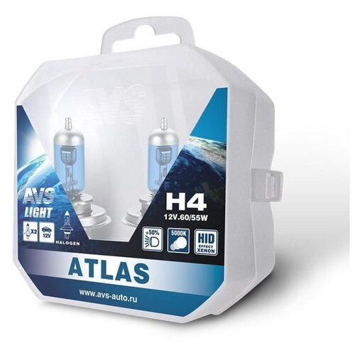 Комплект галогенных ламп AVS ATLAS PB/5000К/PB H4.12V.60/55W. 2шт.