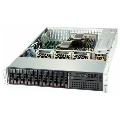 Сервер Supermicro SuperServer 2029P-C1R без процессора/16 ГБ DDR4/без накопителей/количество отсеков 2.5 hot swap: 16/2 x 1200 Вт/LAN 1 Гбит/c