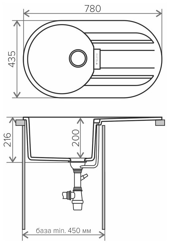 Кухонная мойка TOLERO Loft TL-780 (№911 (Черн)) - фотография № 4