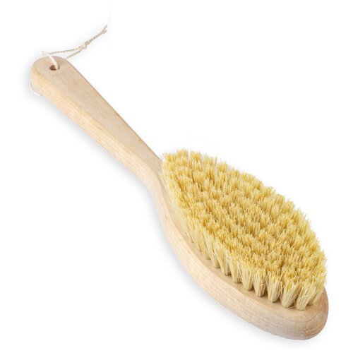 Березовая щетка для тела GROSHEFF с ручкой из кактуса, жесткая