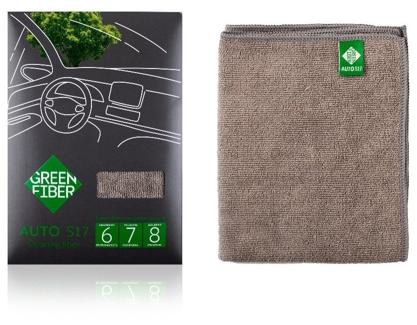 Файбер для уборки в автомобиле Green Fiber AUTO S17, серый
