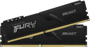 Оперативная память для компьютера 16Gb (2x8Gb) PC4-25600 3200MHz DDR4 DIMM CL16 Kingston FURY Beast Black (KF432C16BBK2/16)