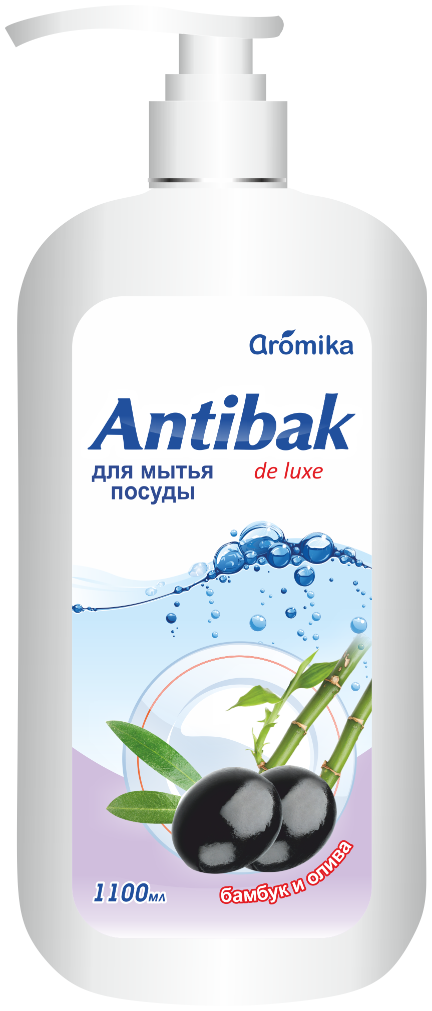 Aromika жидкость для мытья посуды Antibac De Luxe Бамбук и олива