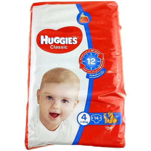 Подгузники Huggies Classic, 7-18кг, 14шт