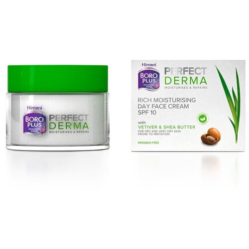 Боро Плюс Perfect Derma Rich Moisturising Day Face Cream SPF10 Интенсивный увлажняющий дневной крем для лица SPF10 с ветивером и маслом ши, 50 мл