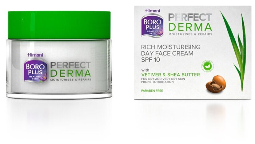 Боро Плюс Perfect Derma Rich Moisturising Day Face Cream SPF10 Интенсивный увлажняющий дневной крем для лица SPF10 с ветивером и маслом ши