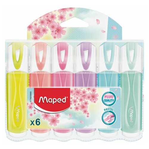 Набор текстовыделителей MAPED 6 ассорти FLUO PEP'S Pastel линия 1-5 мм, 2 шт