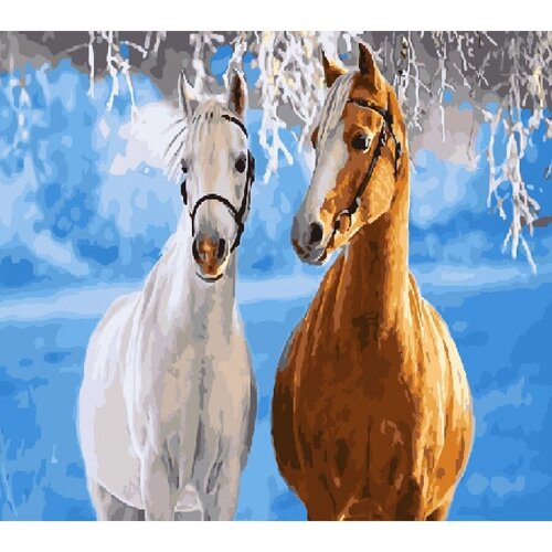 Картина по номерам Пара лошадей 40х50 см Hobby Home картина по номерам пара снегирей 40х50 см