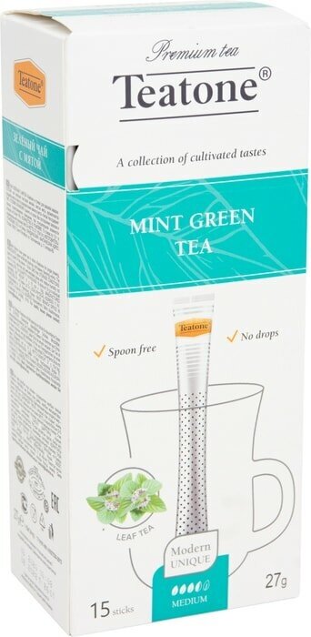Чай зелёный с мятой, TEATONE, в стиках, (15шт*1,8г)