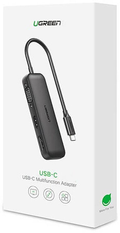 Адаптер UGREEN 60568 многофункциональный, USB Type-C to HDMI/VGA/DP, цвет: черный - фото №14
