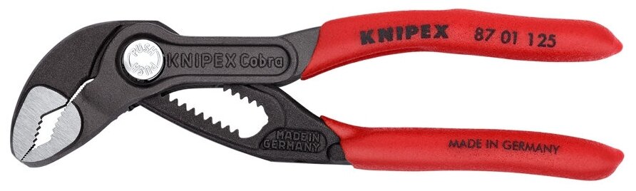 Клещи переставные KNIPEX COBRA® зев 27 мм, длина 125 мм, фосфатированные, обливные ручки, SB - фотография № 3