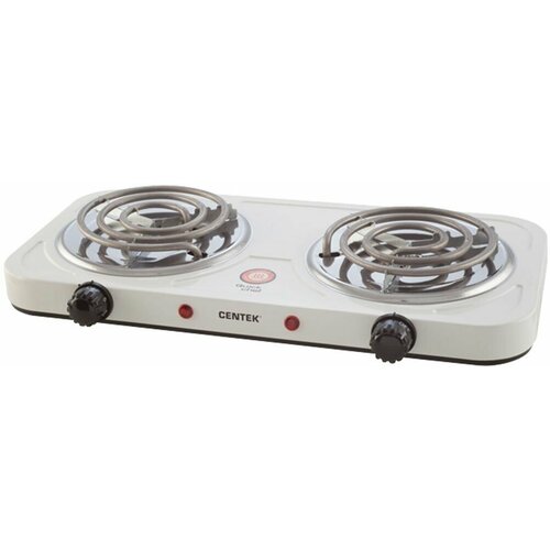 Плитка электрическая Centek CT-1509 белая 2конфорки ТЭН 140мм 2000Вт индикатор работы 218200₽